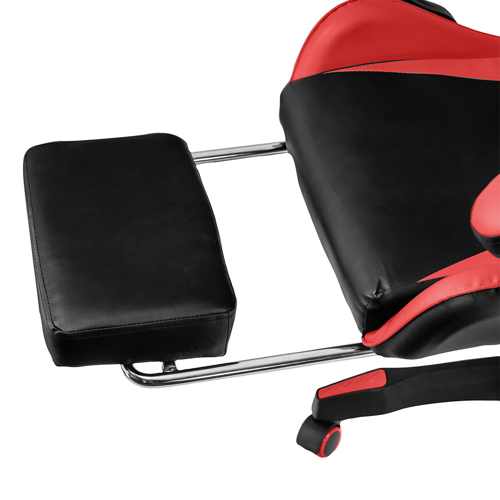 Fotel obrotowy gamingowy z podnóżkiem Mega-M eko skóra czarno-czerwony N - obrazek 7