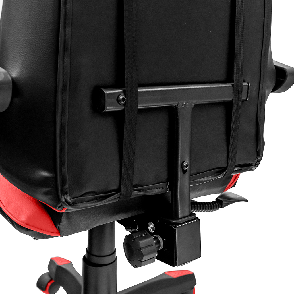 Fotel obrotowy gamingowy z podnóżkiem Mega-M eko skóra czarno-czerwony N - obrazek 11