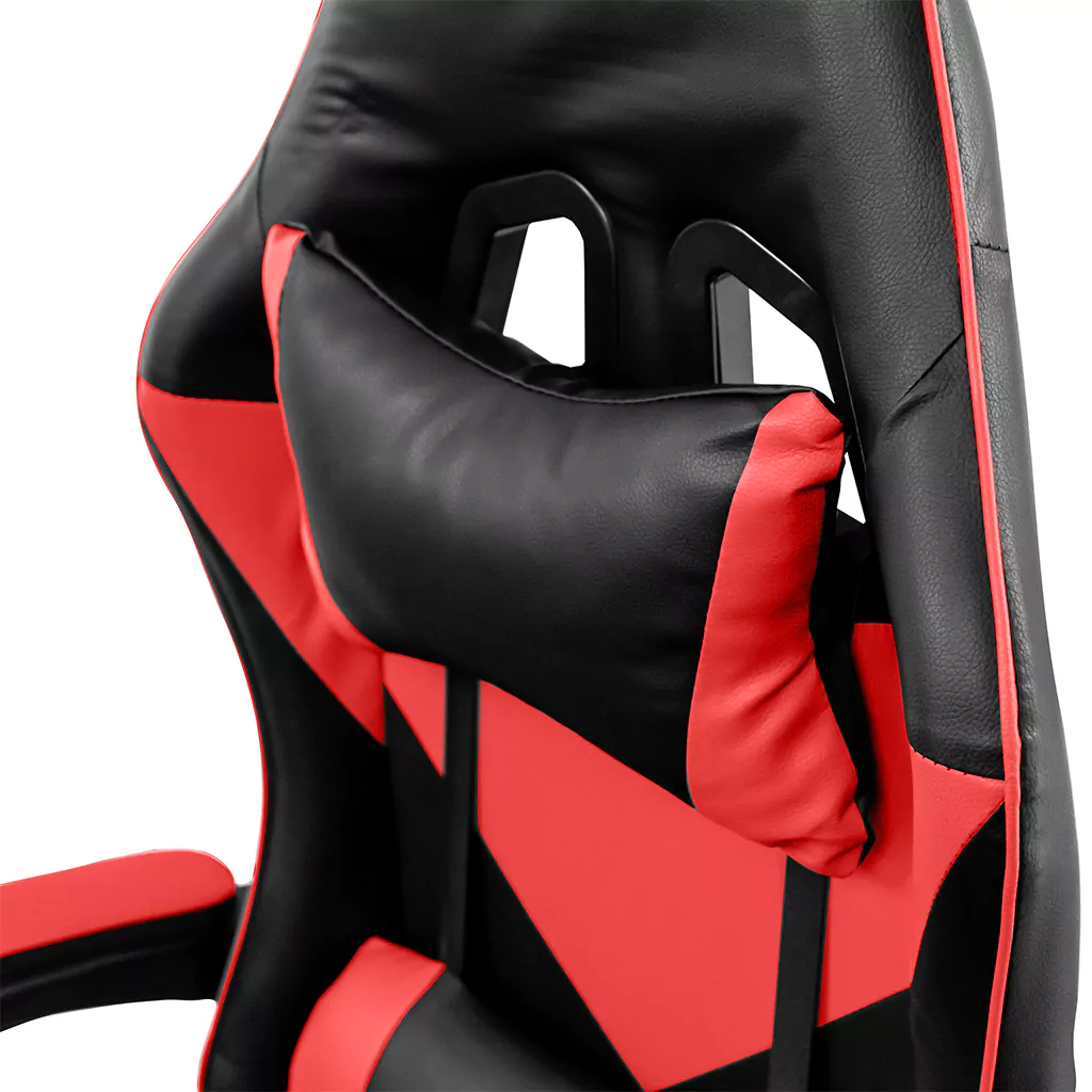 Fotel obrotowy gamingowy z podnóżkiem Mega-M eko skóra czarno-czerwony N - obrazek 8