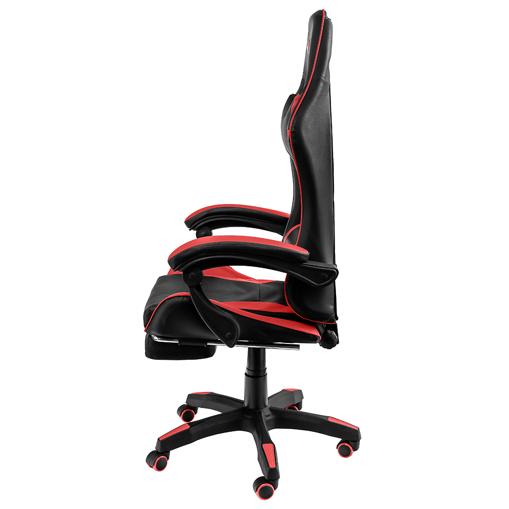 Fotel obrotowy gamingowy z podnóżkiem Mega-M eko skóra czarno-czerwony N - obrazek 3