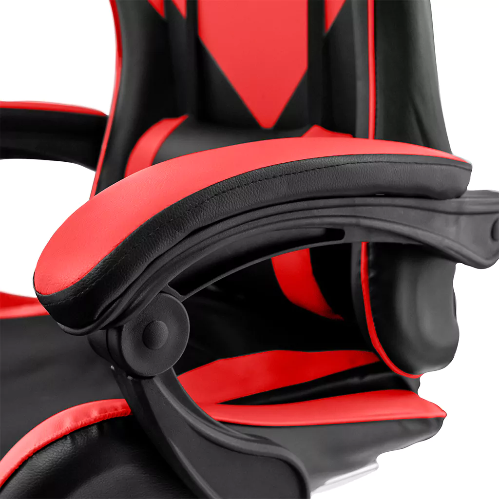 Fotel obrotowy gamingowy z podnóżkiem Mega-M eko skóra czarno-czerwony N - obrazek 9