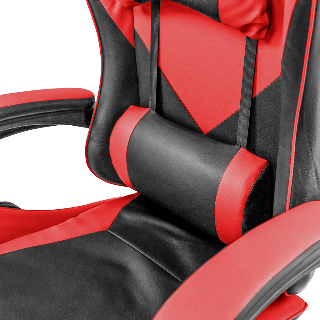 Fotel obrotowy gamingowy z podnóżkiem Mega-M eko skóra czarno-czerwony N - obrazek 10