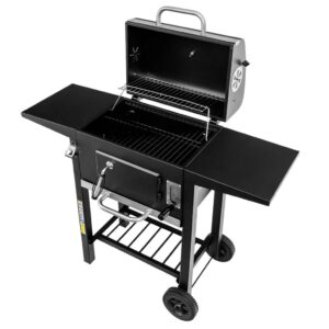 Grill ogrodowy węglowy Mega-M 2x stolik boczny, ruszt emaliowany 42x30 N