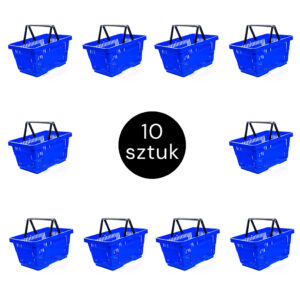 Koszyk sklepowy H-22 cm L-30 cm G-43 cm Poj.22L niebieski (zestaw 10 szt.) N