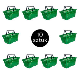 Koszyk sklepowy H-22 cm L-30 cm G-43 cm zielony (zestaw 10szt.) N