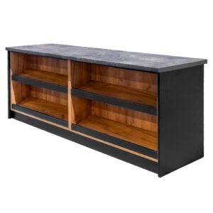 Lada sprzedażowa z impulsami Mega-M H- 90 cm L- 200 cm G- 60 cm czarny/ dąb kraft/ blat K205 N