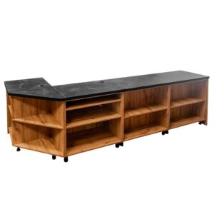 Lada sprzedażowa z impulsami i półką pod koszyki "L" Mega-M H- 90 cm L- 310 cm G- 60 cm dąb wotan 5402PS /blat K205 N