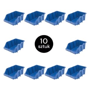 Pojemnik magazynowy Mega-M kuweta warsztatowa L plastikowa 220x355x150 mm niebieski (pakiet 10 szt.) N
