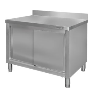 Stół ze stali nierdzewnej przyścienny z szafką Mega-M S-120 cm G-60 cm H-85 cm N