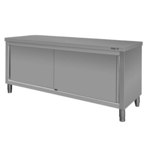 Stół ze stali nierdzewnej centralny z szafką Mega-M S-180 cm G-70 cm H-85 cm N