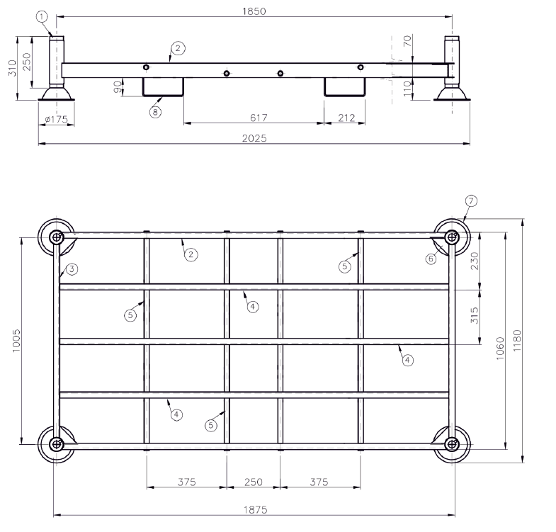 Manurack Duży Mega-M 202,5cm x 118cm x 31cm ocynk N - obrazek 13
