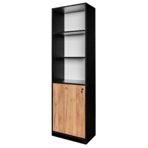 Regał biurowy na segregatory Mega-M H- 200 cm L- 60 cm G- 35 cm dąb kraft / czarny N