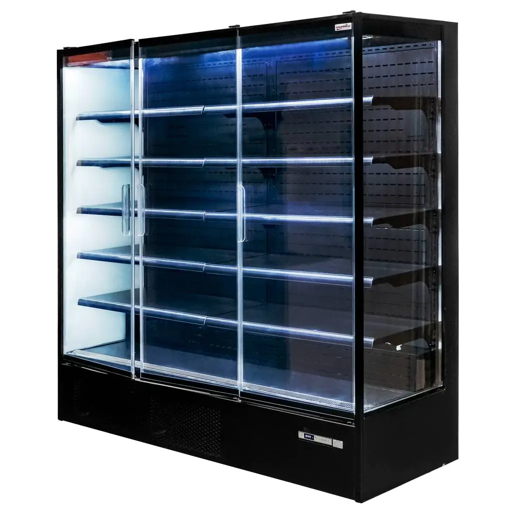 Regał chłodniczy Mega-M HUGO PLUS IC L-187 cm G-74 cm H-201 cm black drzwi transparentne N