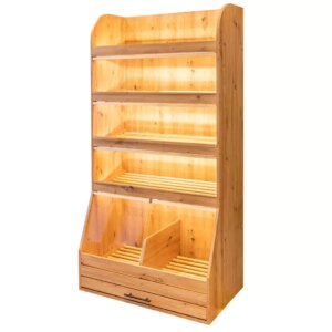 Regał na pieczywo z plexi oświetlenie LED H- 205 cm L- 100 cm G- 60 cm Dąb Artisan 5307 N