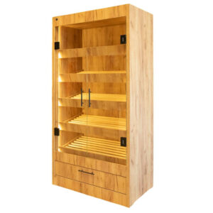 Regał na pieczywo Mega-M moduł z szybą LED H-205 cm L-100 cm G-58 cm dąb kraft N
