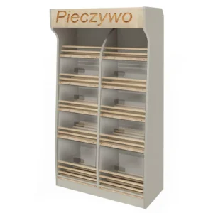 Regał na pieczywo Mega-M T H-200 cm L-100 cm G-50 cm plexi oświetlenie LED szary N