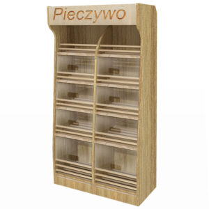 Regał na pieczywo Mega-M T H-200cm L-100cm G-50cm plexi oświetlenie LED dąb amerykański N