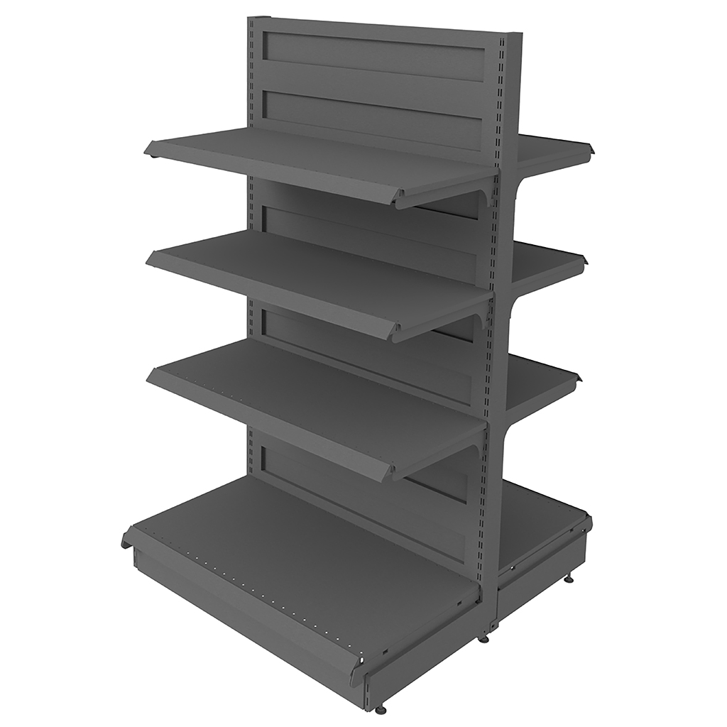 Regał sklepowy gondola Mega-M Basic H-165 cm L-103 cm 2xG-50/6x40 cm (GC-108 cm) antracyt moduł bazowy N - obrazek 3