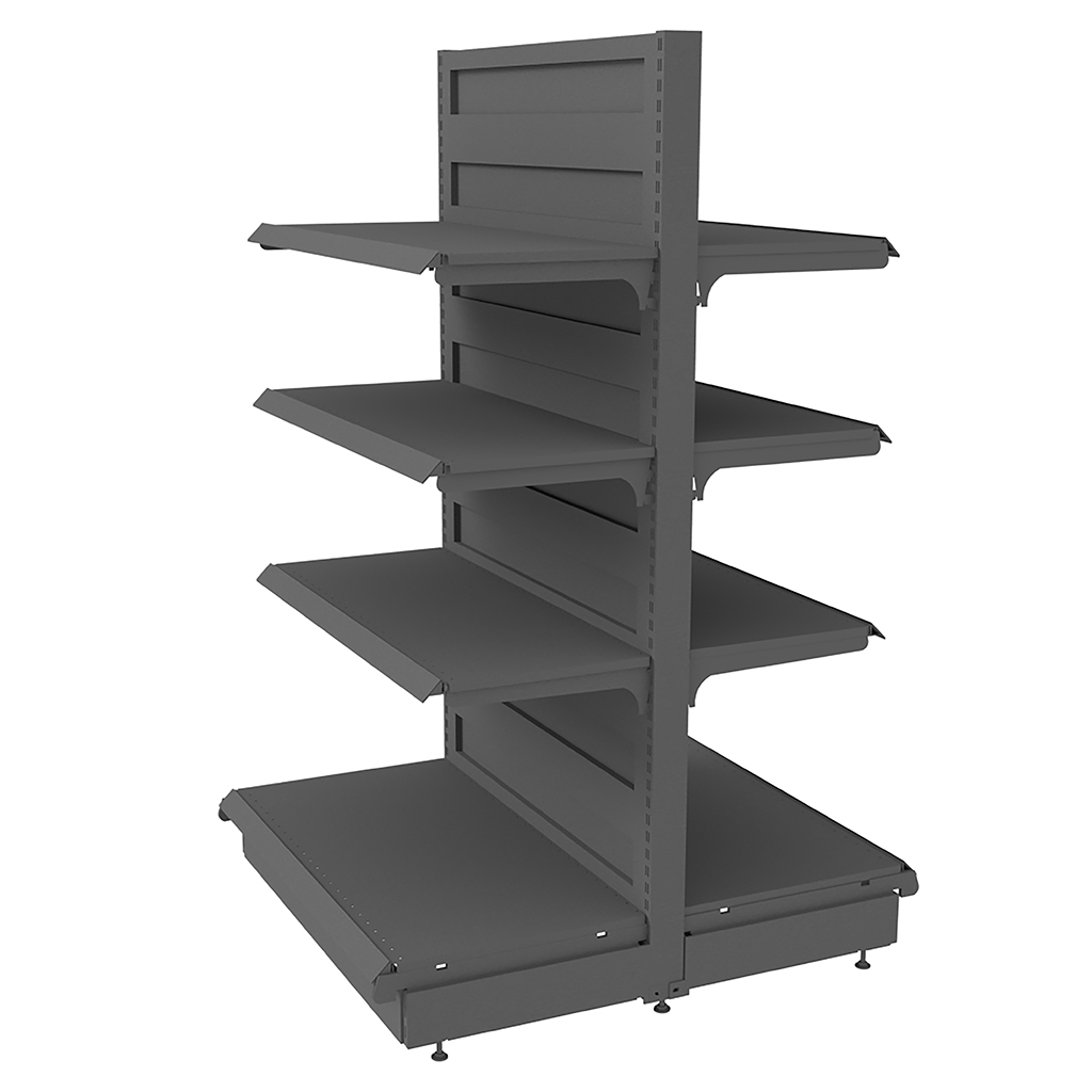 Regał sklepowy gondola Mega-M Basic H-165 cm L-103 cm 2xG-50/6x40 cm (GC-108 cm) antracyt moduł bazowy N - obrazek 4