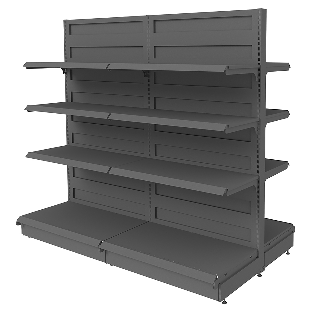 Regał sklepowy gondola Mega-M Basic H-165 cm L-203 cm 2xG-50/6x40 cm (GC-108 cm) antracyt N