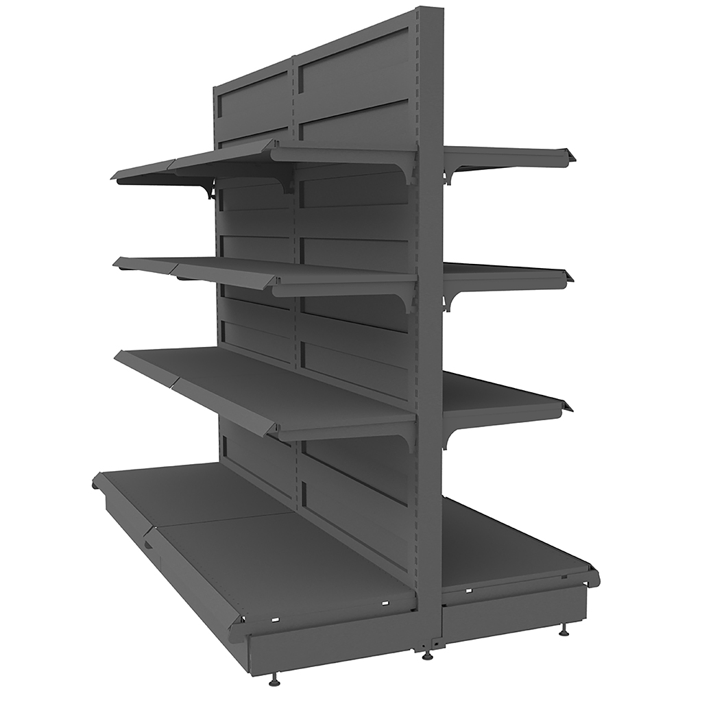 Regał sklepowy gondola Mega-M Basic H-165 cm L-203 cm 2xG-50/6x40 cm (GC-108 cm) antracyt N - obrazek 3