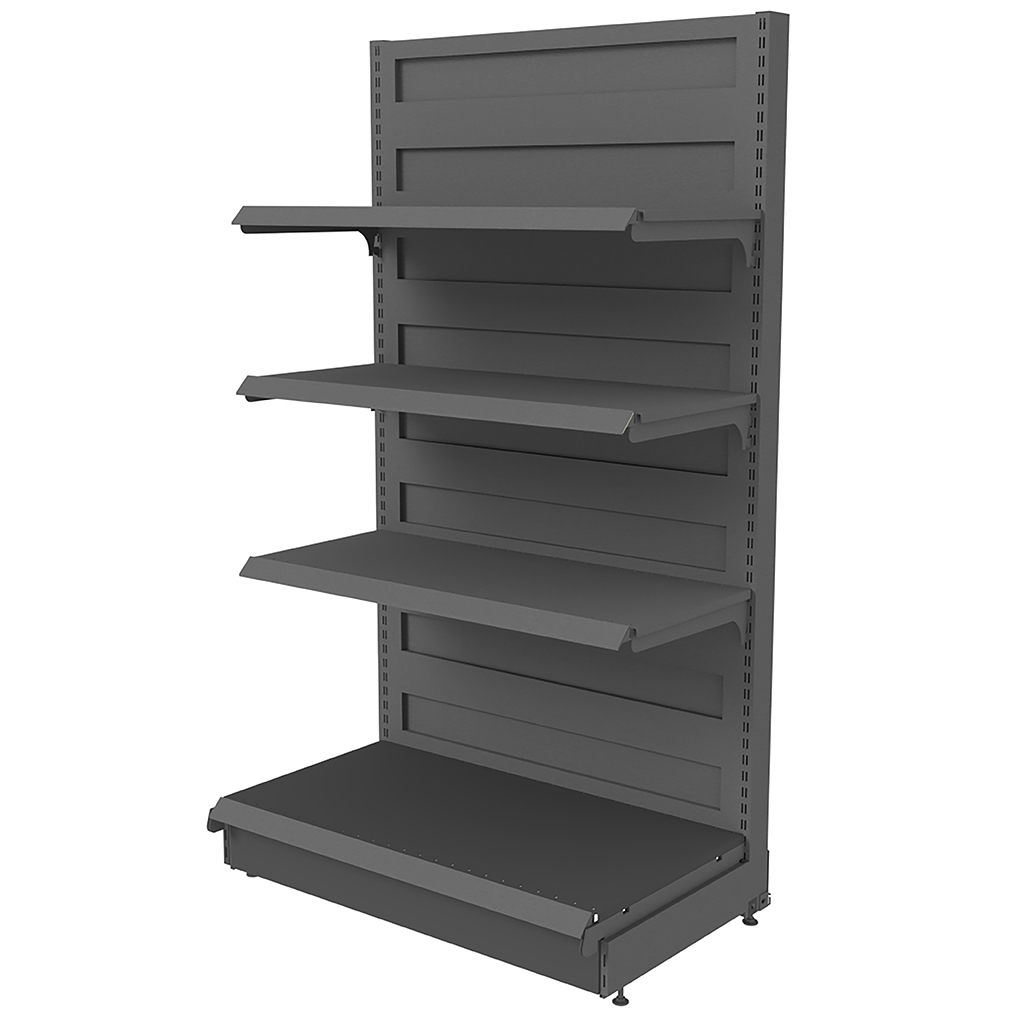 Regał sklepowy przyścienny Mega-M Basic H-165 cm L-103 cm G-50/3x40 cm (GC-58 cm) antracyt moduł bazowy N - obrazek 3