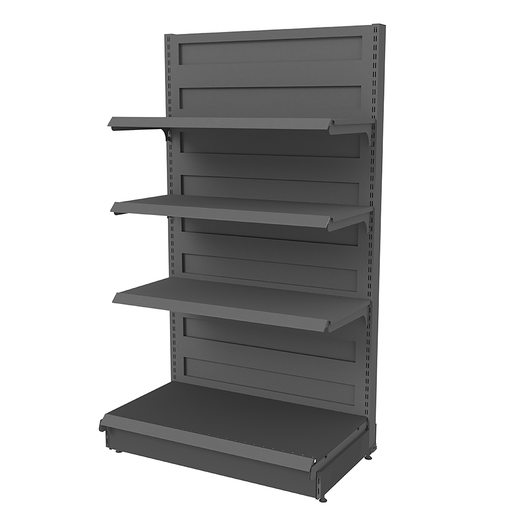 Regał sklepowy przyścienny Mega-M Basic H-165 cm L-103 cm G-50/3x40 cm (GC-58 cm) antracyt moduł bazowy N - obrazek 2