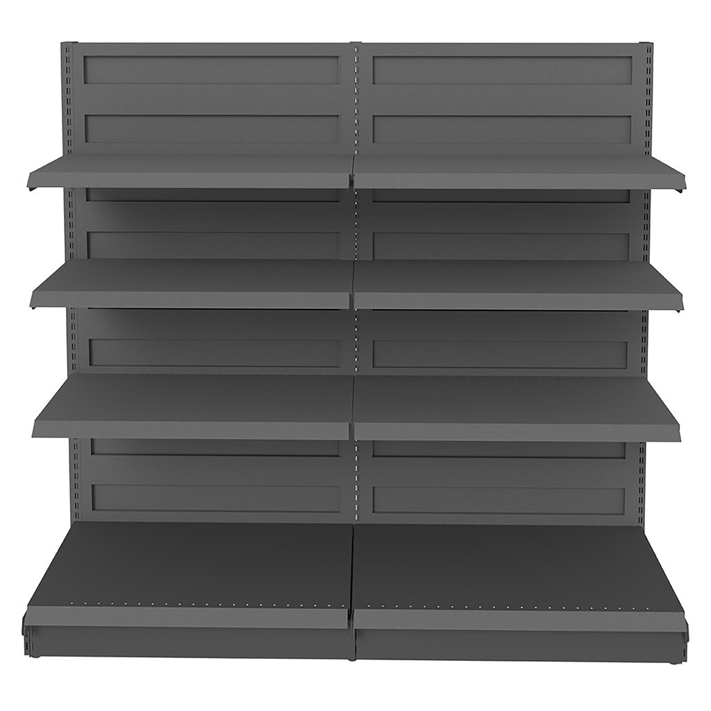 Regał sklepowy przyścienny Mega-M Basic H-225 cm L-203 cm G-50/3x40 cm (GC-58 cm) antracyt N - obrazek 2