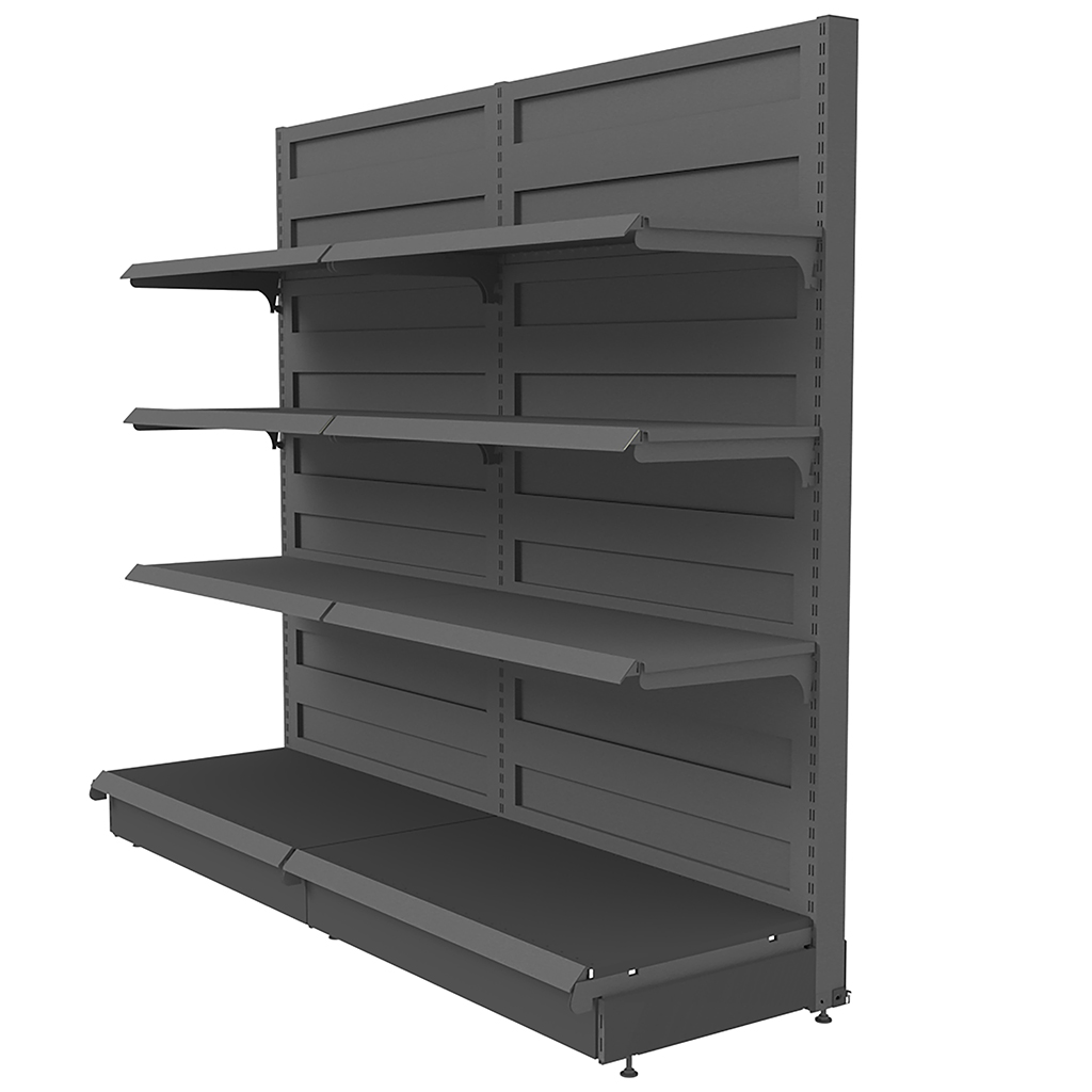 Regał sklepowy przyścienny Mega-M Basic H-225 cm L-203 cm G-50/3x40 cm (GC-58 cm) antracyt N - obrazek 3