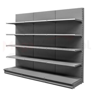 Regał sklepowy Mega-M Merkury przyścienny H-210 cm L-300 cm G-47/4x37 cm (GC-55 cm) grafit zestaw N