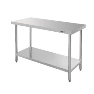 Stół ze stali nierdzewnej centralny z półką Mega-M STANDARD S-120 cm G-60 cm H-85 cm N