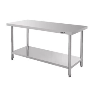 Stół ze stali nierdzewnej centralny z półką Mega-M STANDARD S-160 cm G-60 cm H-85 cm N