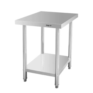 Stół ze stali nierdzewnej centralny z półką Mega-M STANDARD S-60 cm G-60 cm H-85 cm N