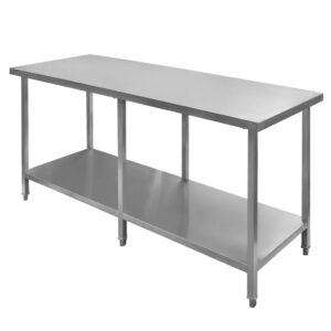 Stół ze stali nierdzewnej centralny z półką i 6 nogami Mega-M S-180 cm G-80 cm H-85 cm N