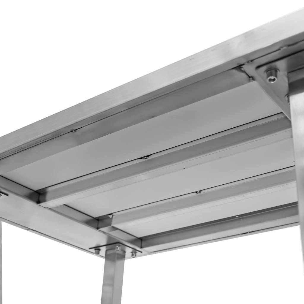 Stół ze stali nierdzewnej centralny z półką i 6 nogami Mega-M S-220 cm G-60 cm H-85 cm N - obrazek 4