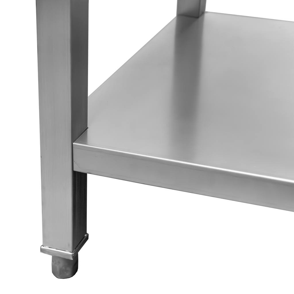 Stół ze stali nierdzewnej centralny z półką i 6 nogami Mega-M S-220 cm G-60 cm H-85 cm N - obrazek 6