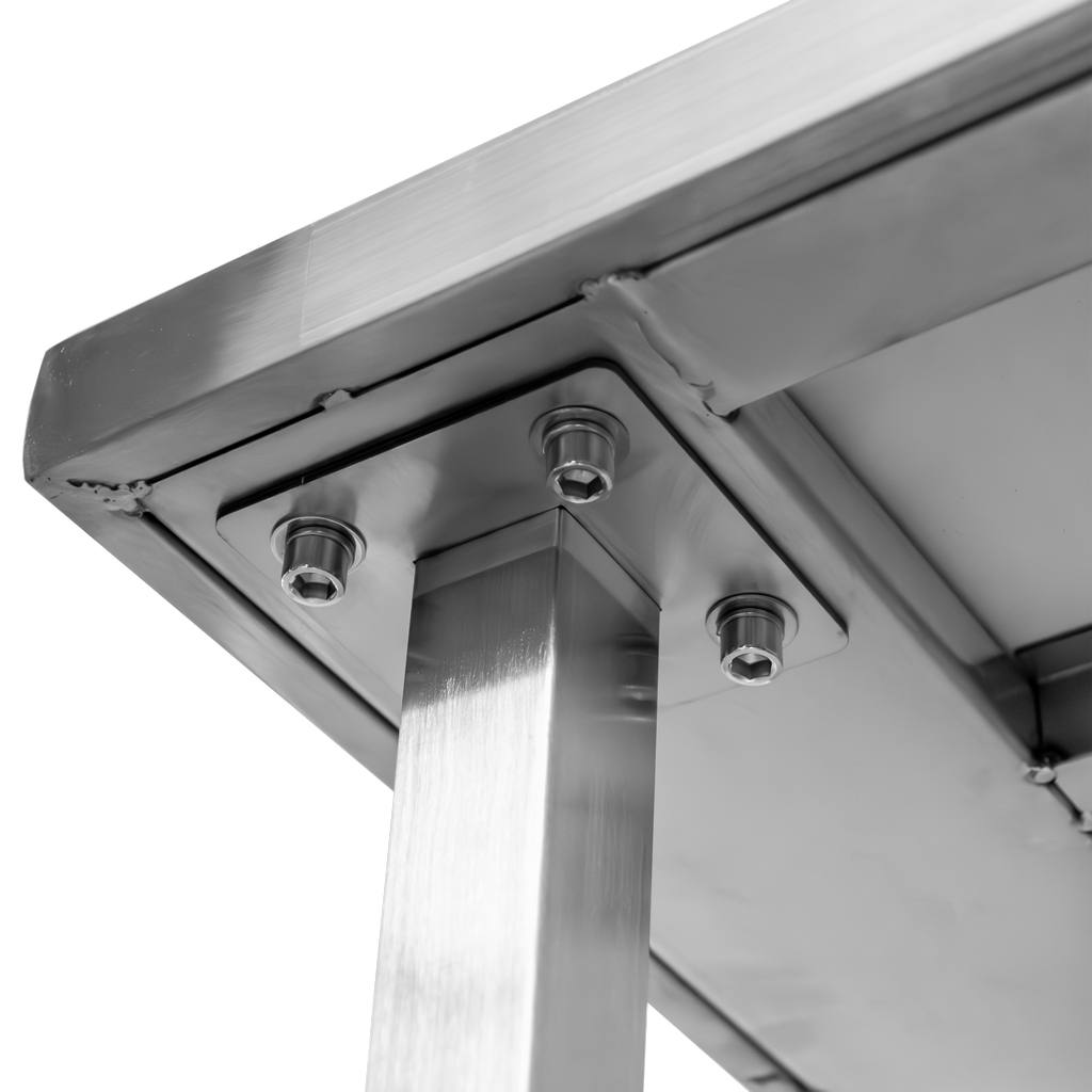 Stół ze stali nierdzewnej centralny z półką i 6 nogami Mega-M S-220 cm G-60 cm H-85 cm N - obrazek 7