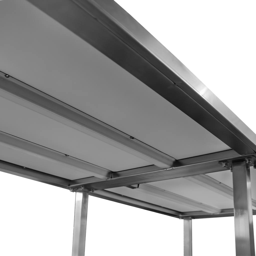 Stół ze stali nierdzewnej centralny z półką i 6 nogami Mega-M S-220 cm G-60 cm H-85 cm N - obrazek 5