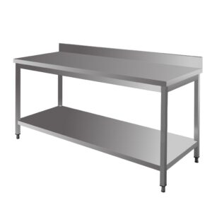 Stół ze stali nierdzewnej przyścienny z półką Mega-M S-180 cm G-70 cm H-85 cm N