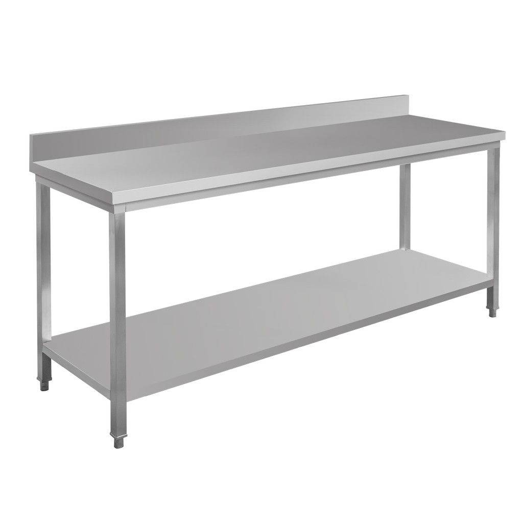 Stół ze stali nierdzewnej przyścienny z półką Mega-M S-200 cm G-60 cm H-85 cm N - obrazek 3