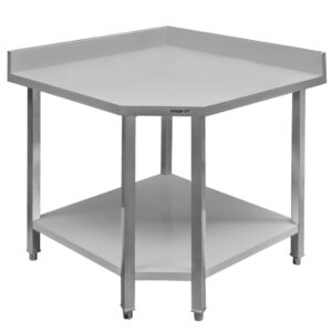 Stół ze stali nierdzewnej narożny z półką Mega-M S-90 cm G-70 cm H-85 cm N