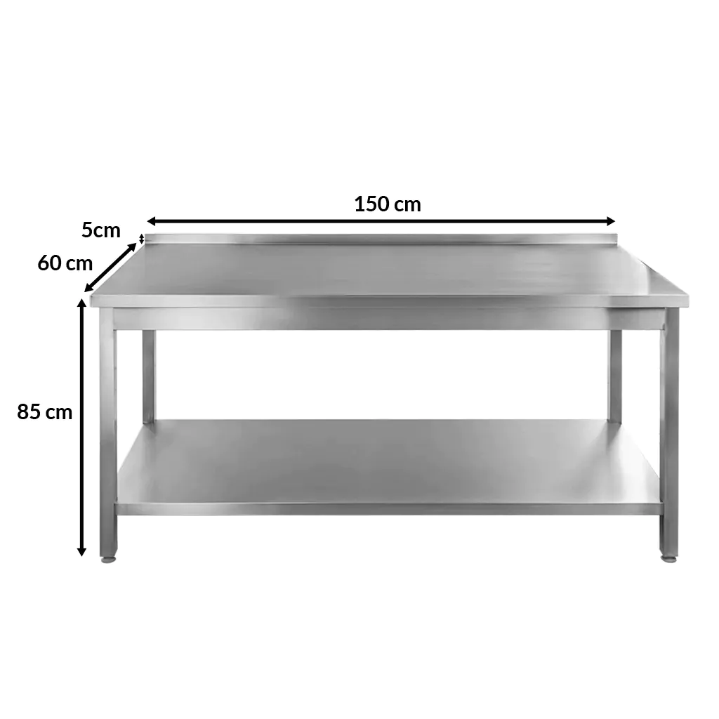 Stół ze stali nierdzewnej przyścienny z półką spawany Mega-M S-150 cm G-60 cm H-85 cm N - obrazek 4