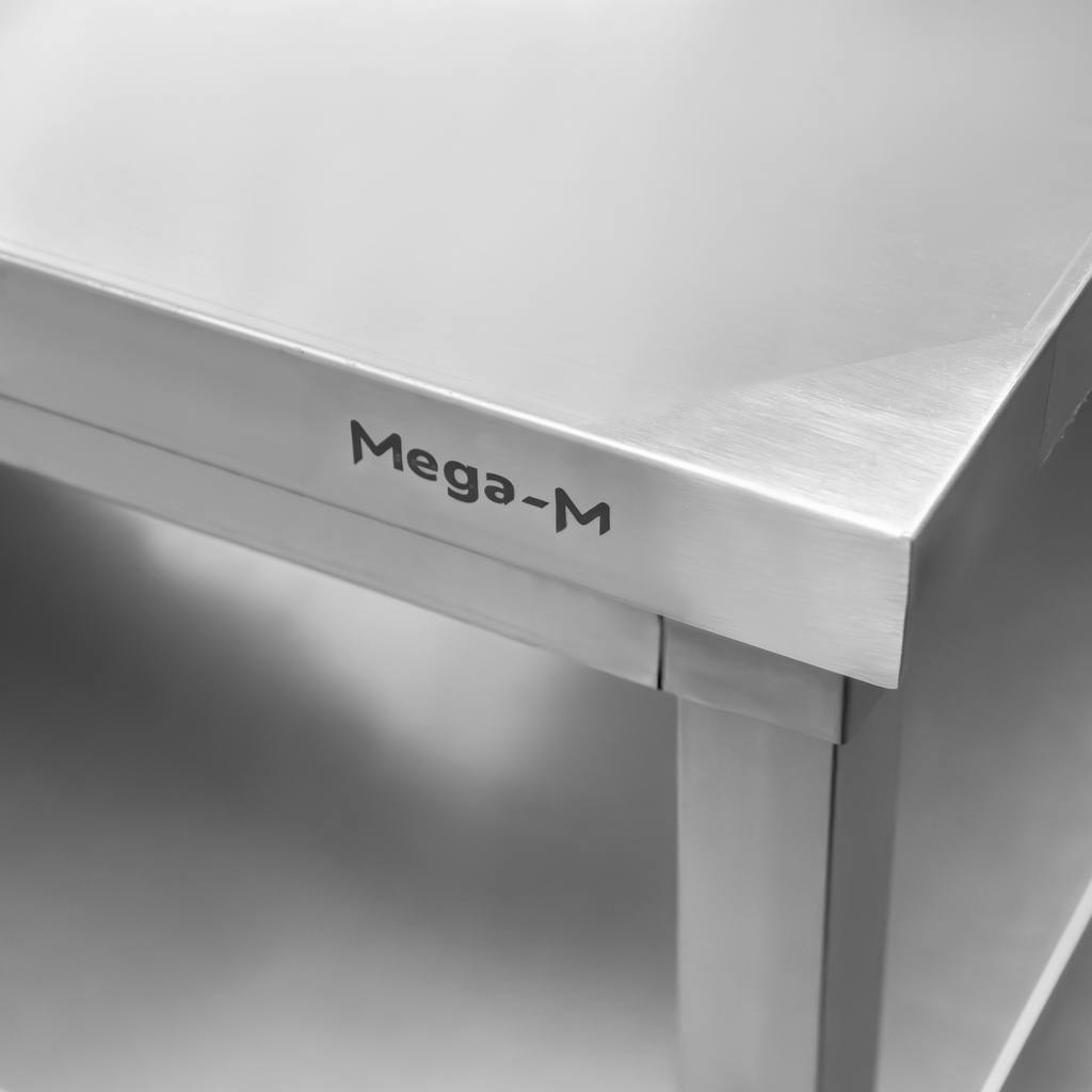 Stół ze stali nierdzewnej przyścienny z 2-ma półkami Mega-M S-120 cm G-60 cm H-85 cm N - obrazek 5