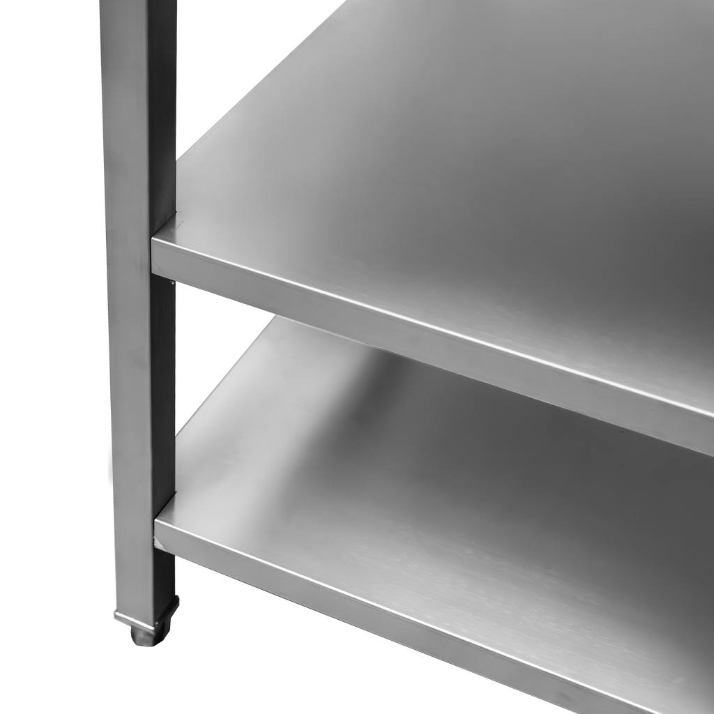 Stół ze stali nierdzewnej przyścienny z 2-ma półkami Mega-M S-120 cm G-60 cm H-85 cm N - obrazek 8