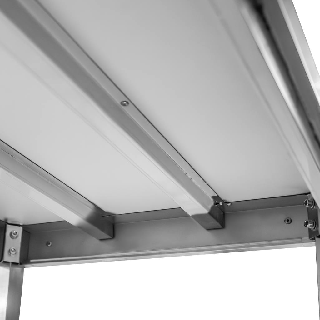 Stół ze stali nierdzewnej przyścienny z 2-ma półkami Mega-M S-120 cm G-60 cm H-85 cm N - obrazek 7