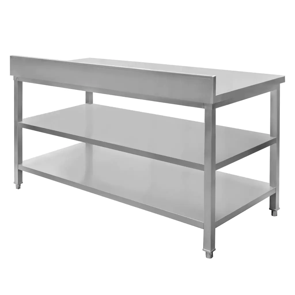 Stół ze stali nierdzewnej przyścienny z 2-ma półkami Mega-M S-150 cm G-60 cm H-85 cm N - obrazek 4