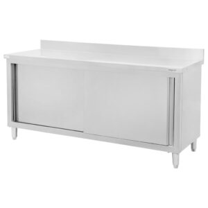 Stół ze stali nierdzewnej przyścienny z szafką Mega-M S-180 cm G-60 cm H-85 cm N