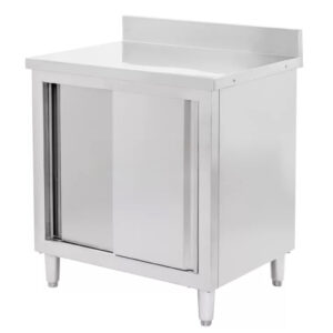 Stół ze stali nierdzewnej przyścienny z szafką Mega-M S-80 cm G-60 cm H-85 cm N