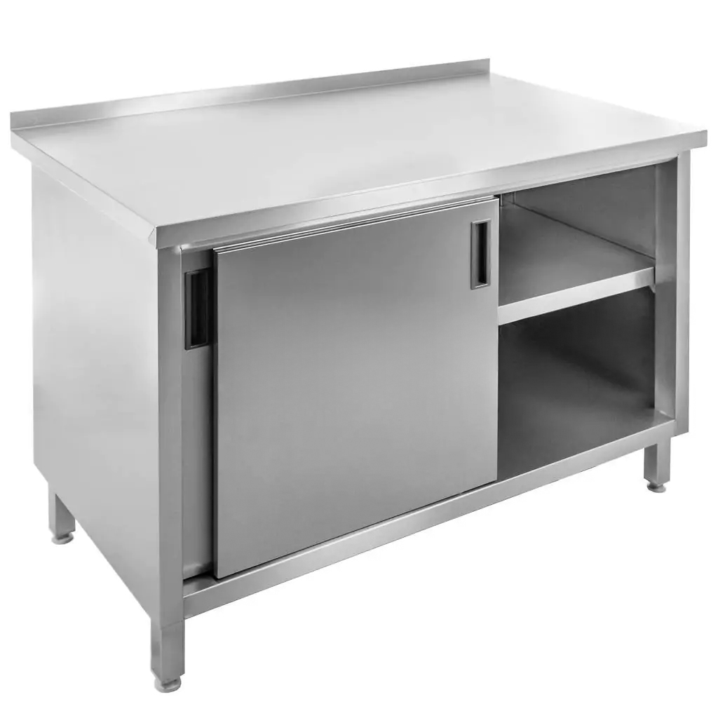 Stół ze stali nierdzewnej przyścienny z szafką spawany Mega-M S-100 cm G-70 cm H-85 cm N - obrazek 3