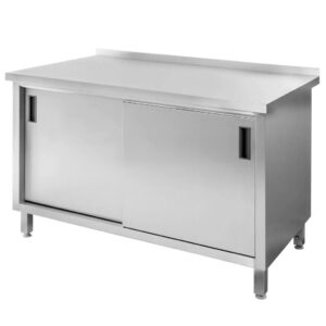 Stół ze stali nierdzewnej przyścienny z szafką spawany Mega-M S-120 cm G-70 cm H-85 cm N